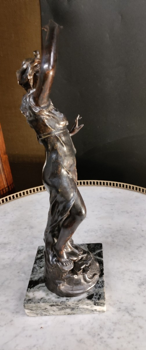 Woman In Babbit Metal By Ruchot Art Nouveau-photo-2