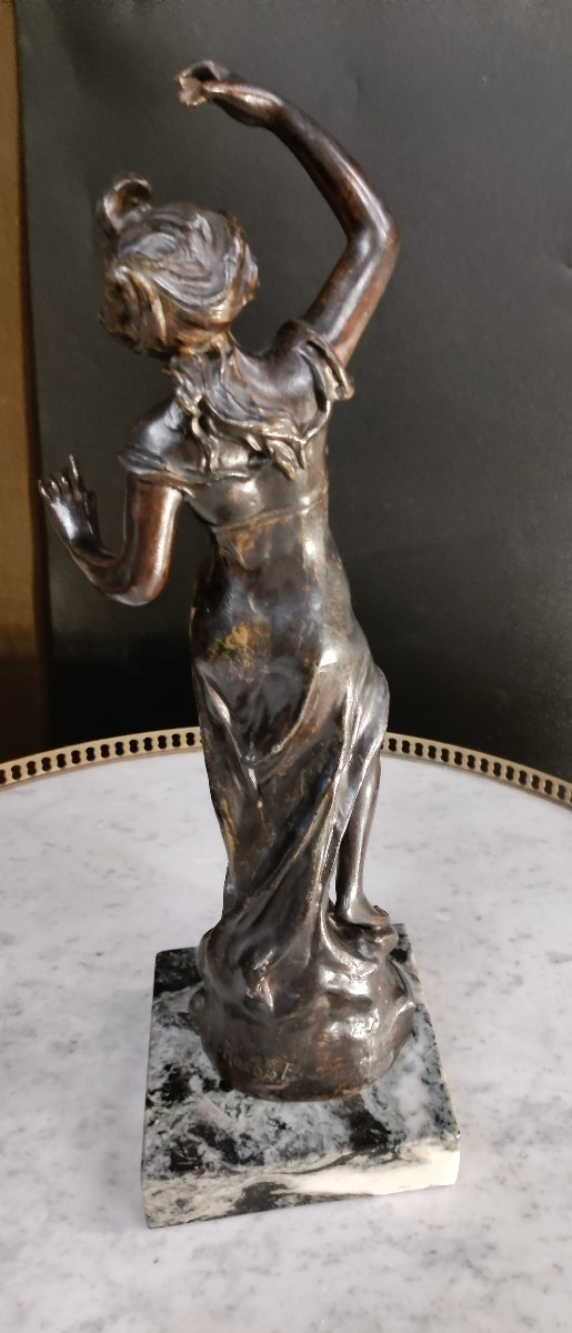 Woman In Babbit Metal By Ruchot Art Nouveau-photo-3