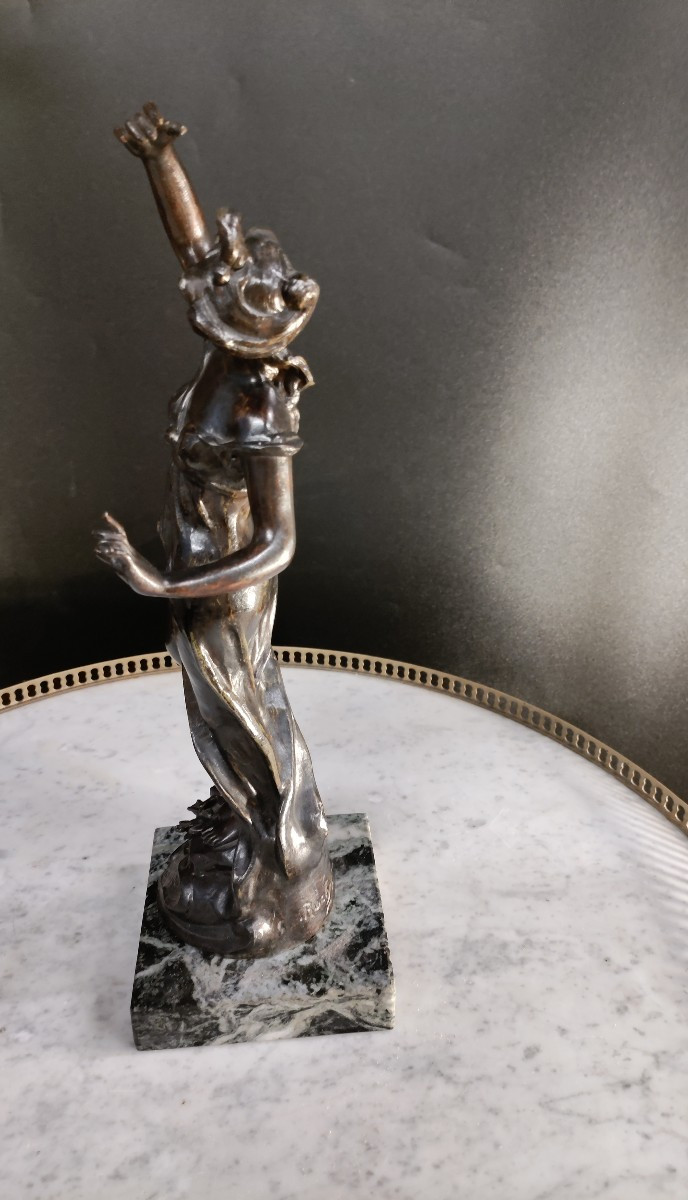 Woman In Babbit Metal By Ruchot Art Nouveau-photo-4