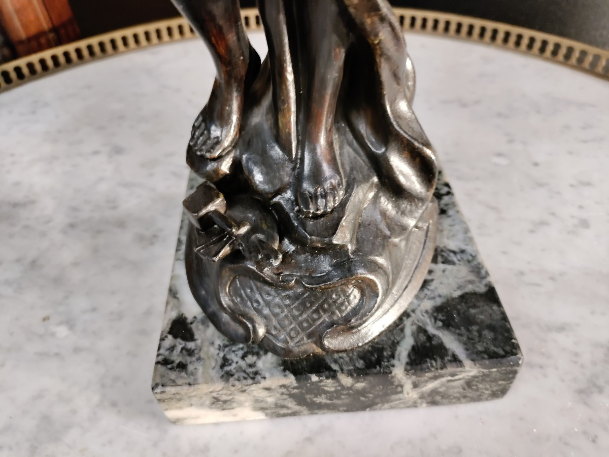 Woman In Babbit Metal By Ruchot Art Nouveau-photo-2
