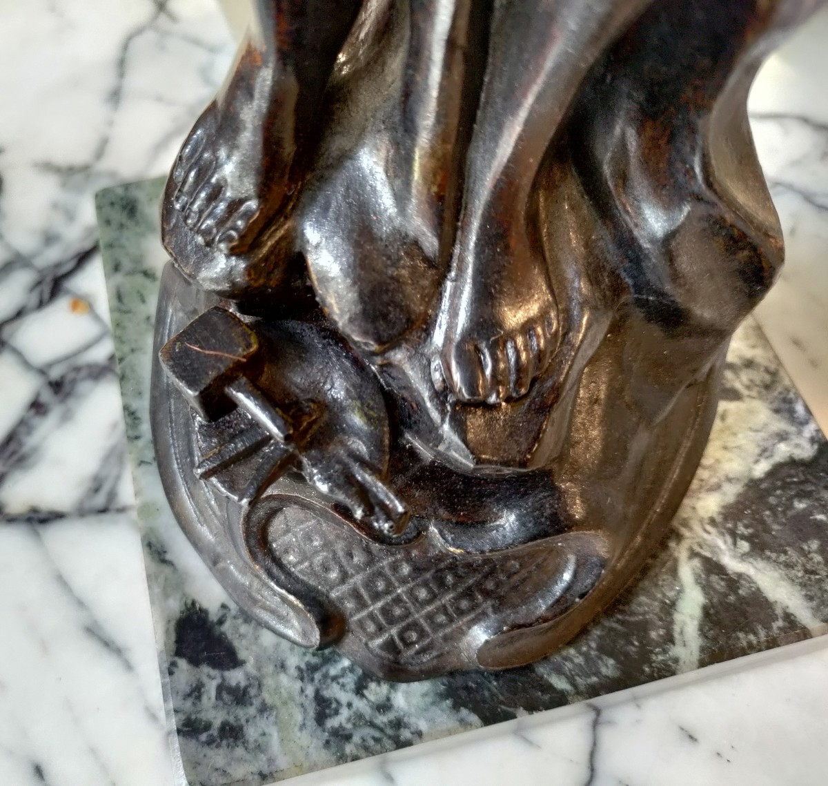 Woman In Babbit Metal By Ruchot Art Nouveau-photo-4