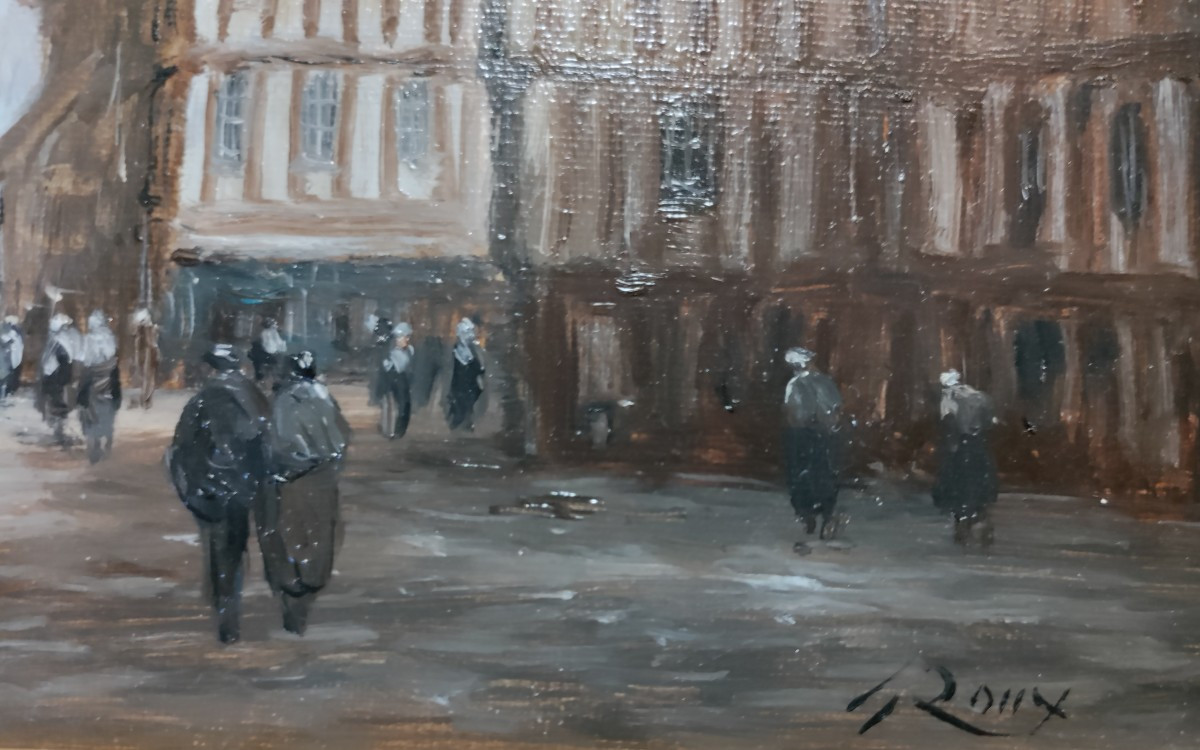 Rouen Church Saint Maclou Oil On Canvas 20th-photo-3