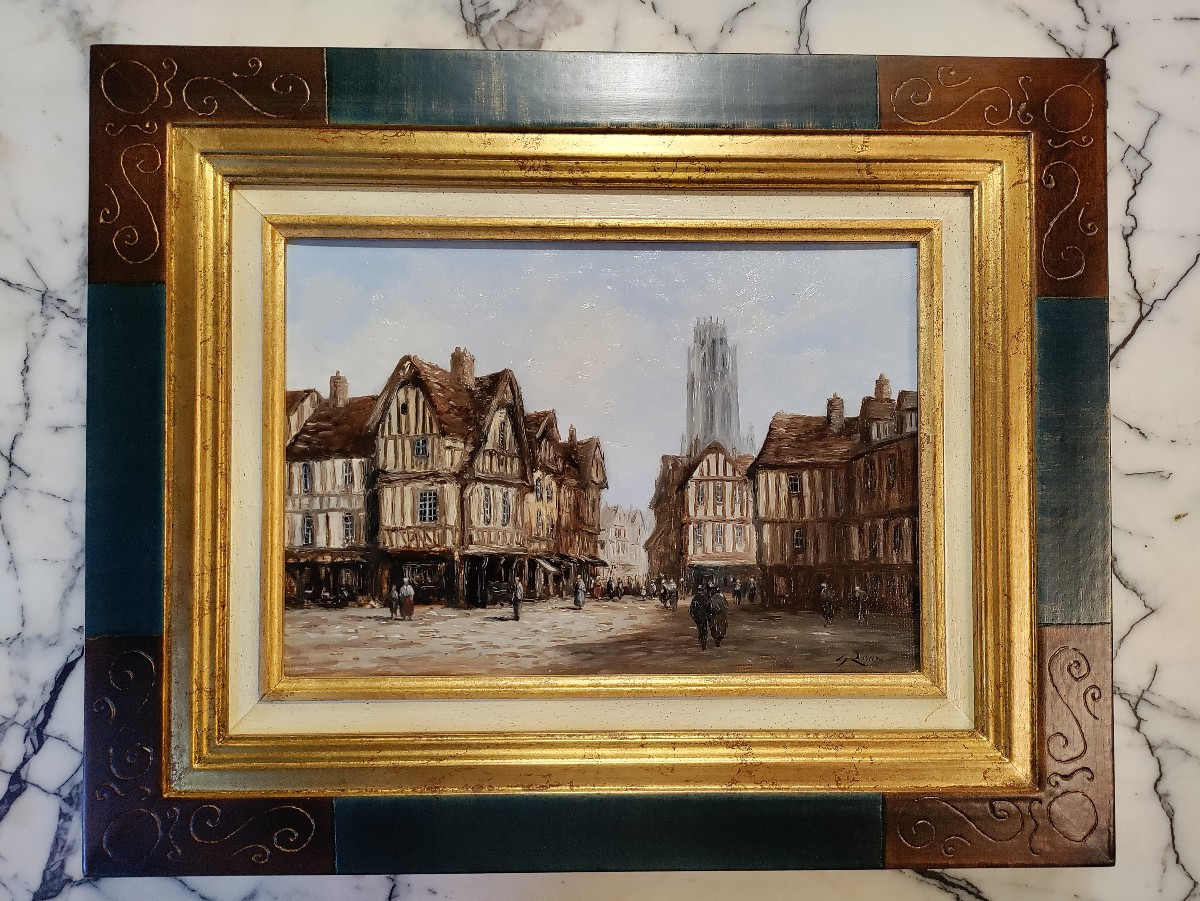 Rouen Church Saint Maclou Oil On Canvas 20th