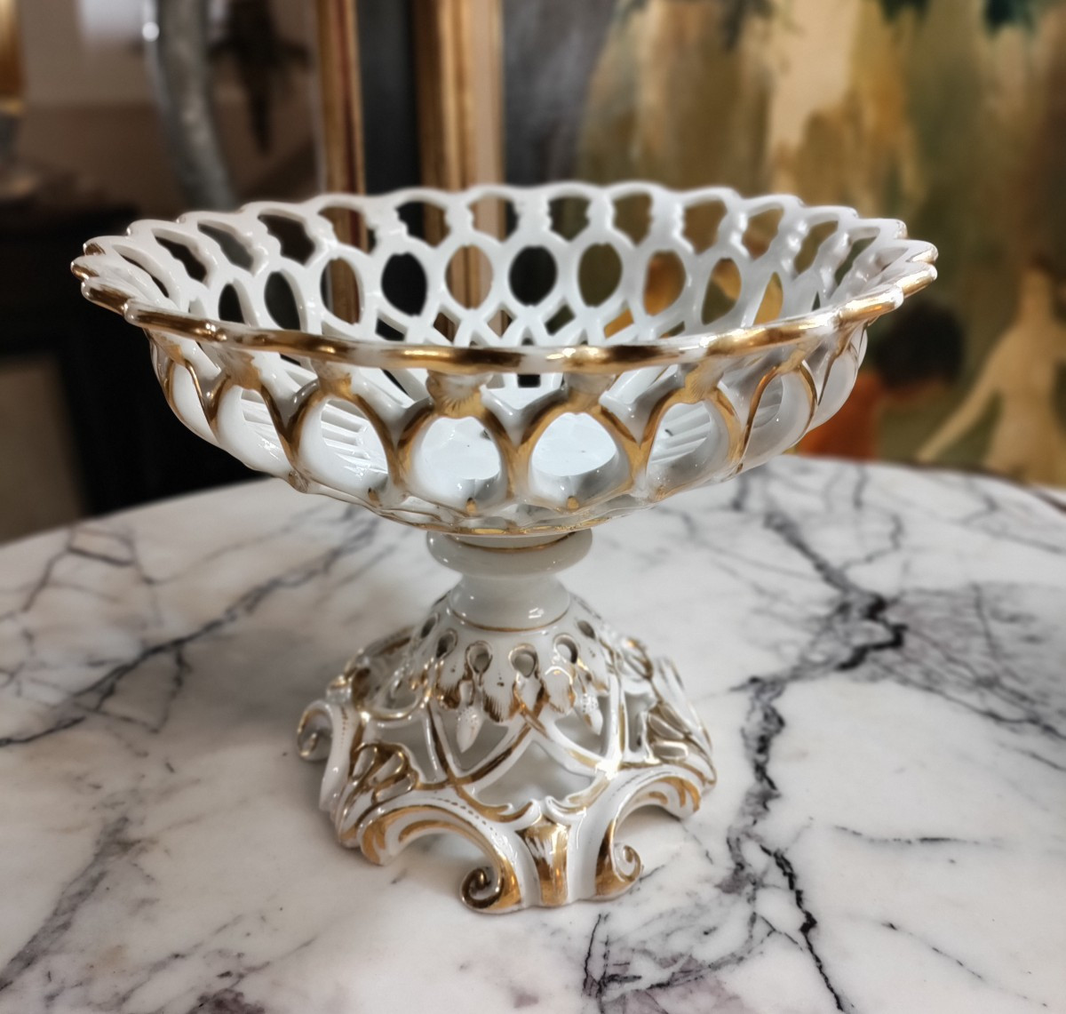 Napoleon III Paris Porcelain Basket 