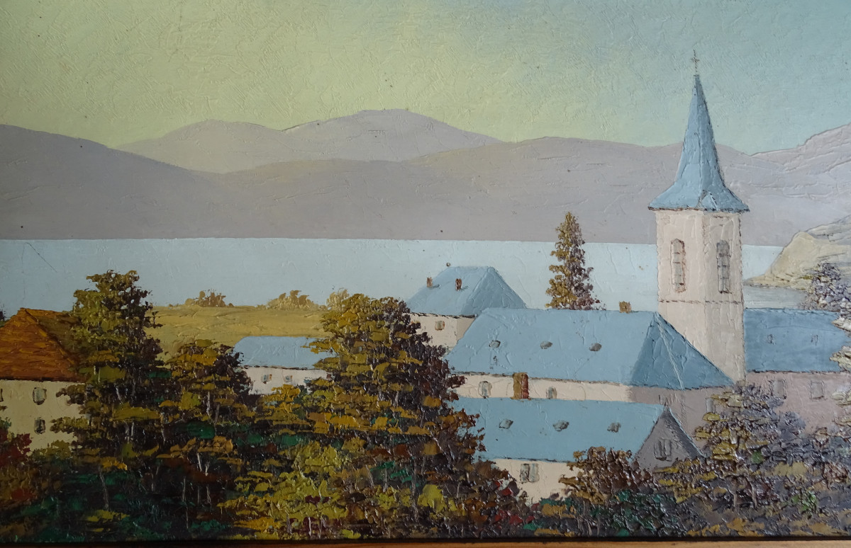 Paul Gobert Oil On Cardboard Lac d'Aiguebelette 20th-photo-3