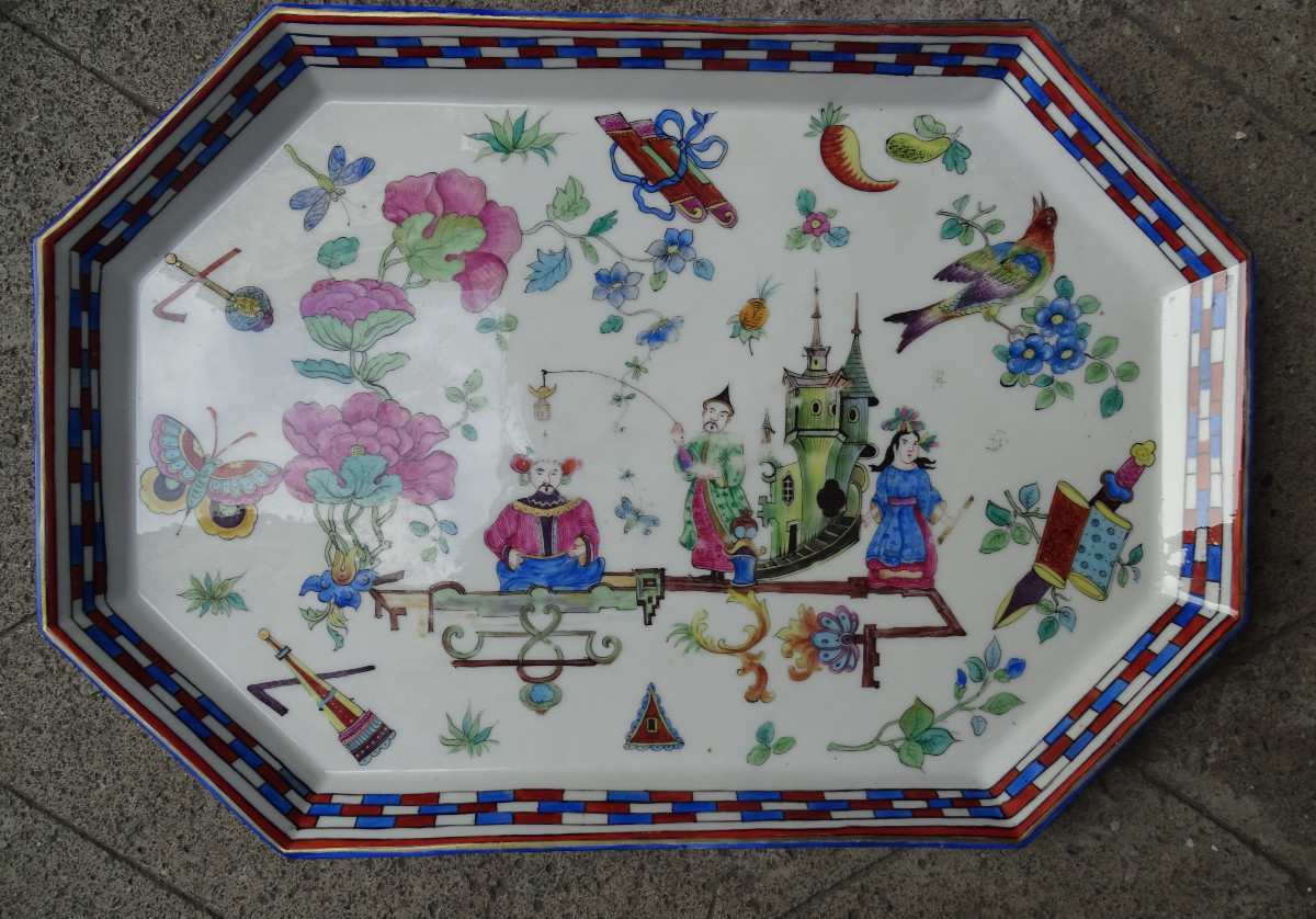 Grand Plateau en Porcelaine fin  19ème