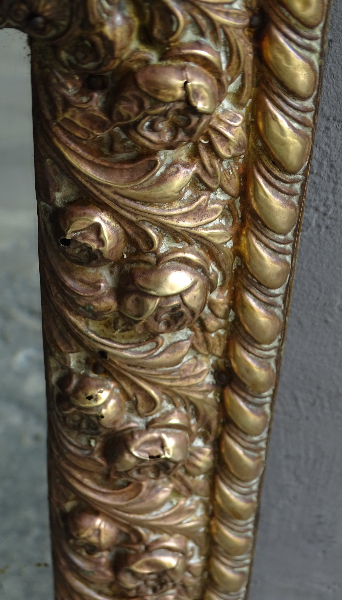Miroir en Laiton Repoussé Napoléon III-photo-2