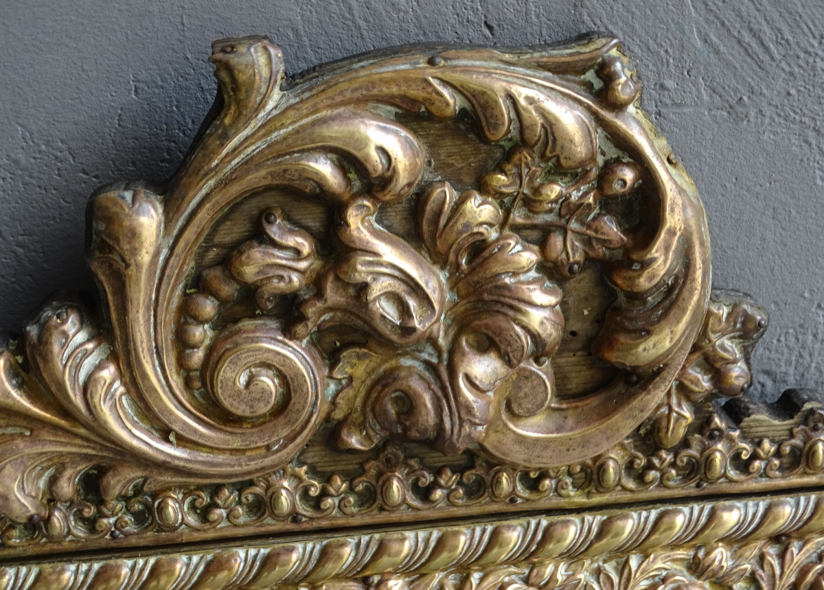 Miroir en Laiton Repoussé Napoléon III-photo-3
