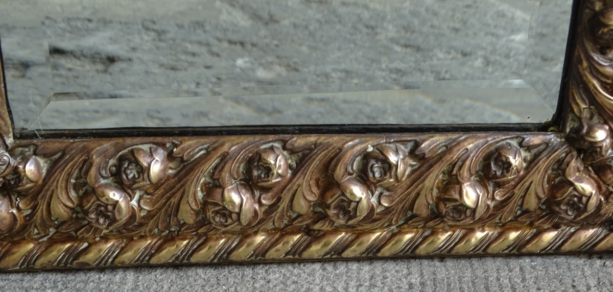Miroir en Laiton Repoussé Napoléon III-photo-4