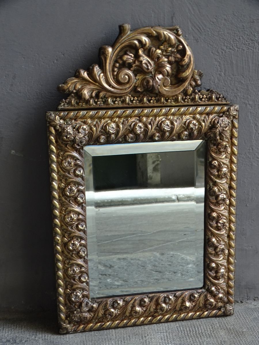 Miroir en Laiton Repoussé Napoléon III