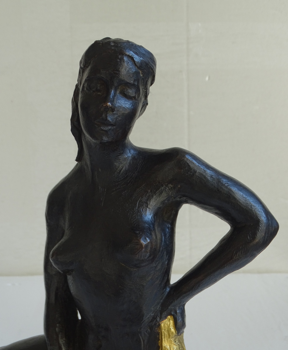 Marie-Jo Bourron Bronze "Jeune fille au bain"-photo-4
