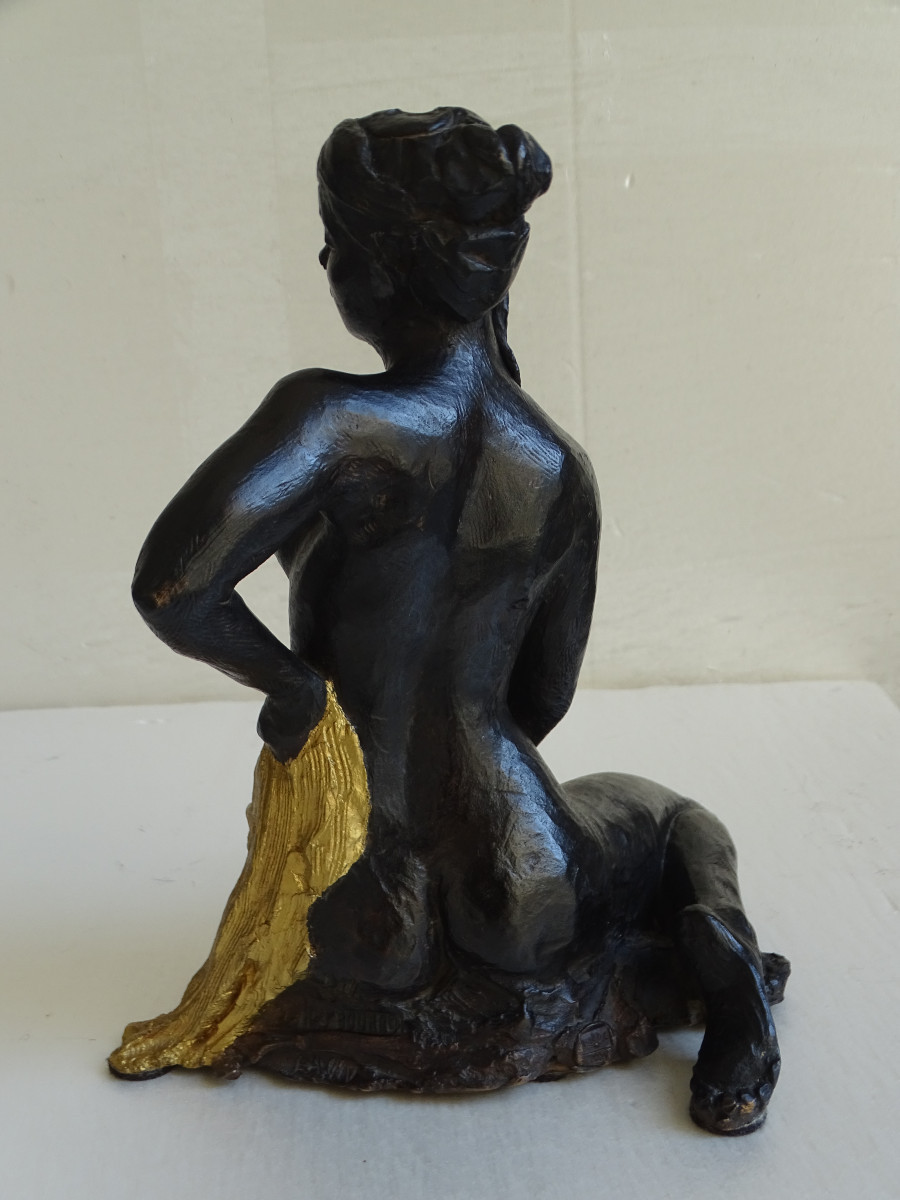 Marie-Jo Bourron Bronze "Jeune fille au bain"-photo-1