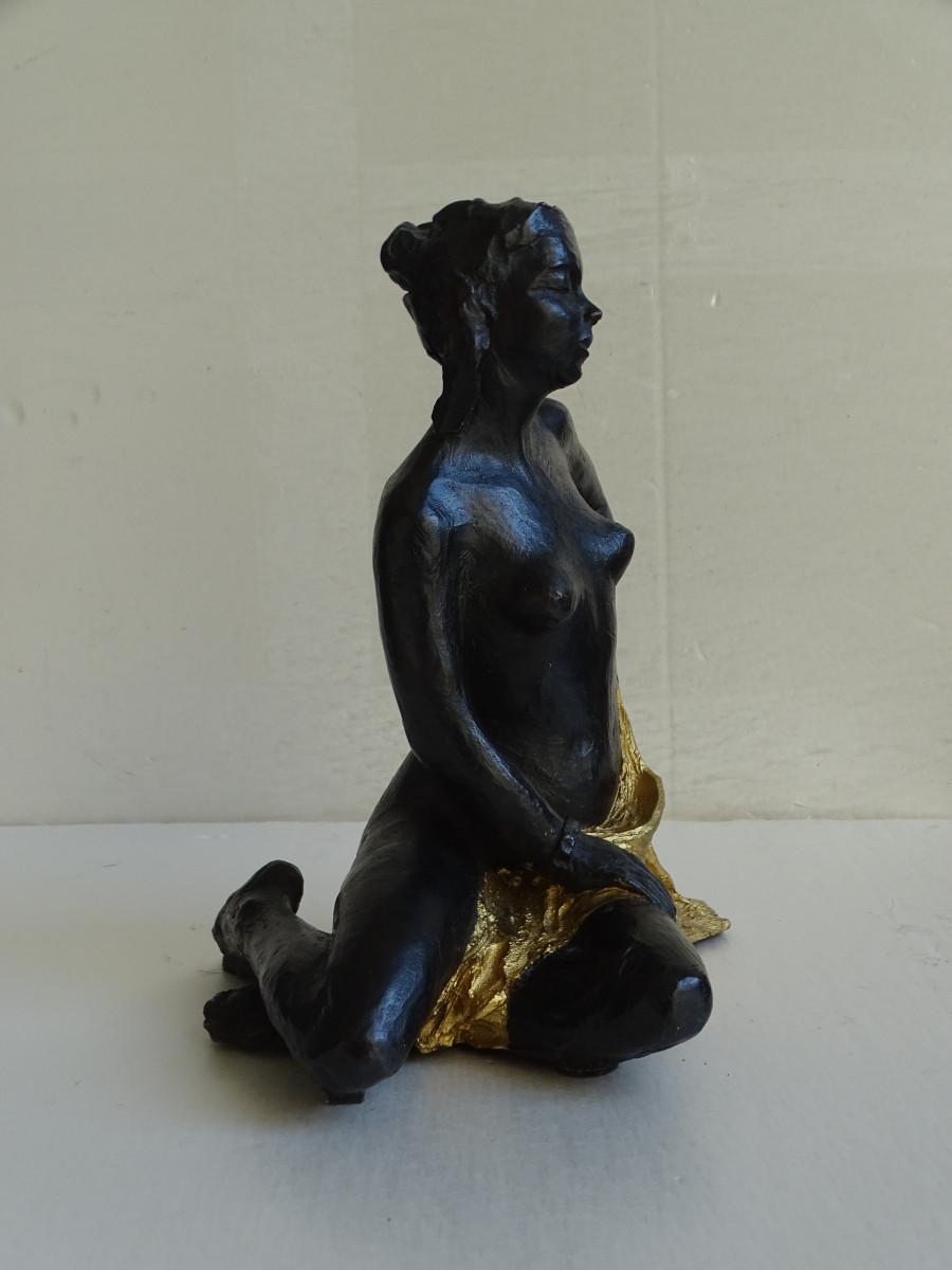 Marie-Jo Bourron Bronze "Jeune fille au bain"-photo-5
