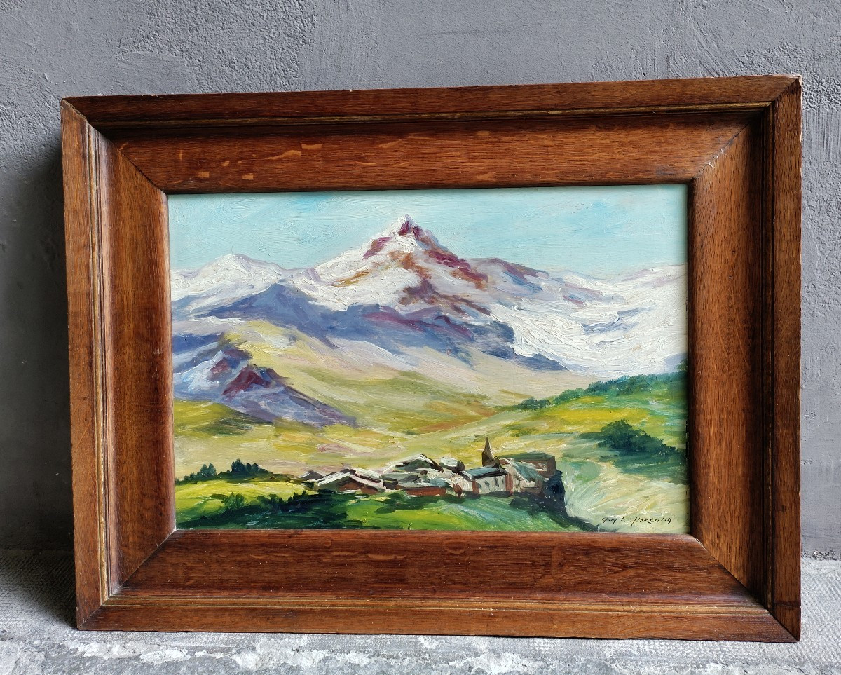 Guy Leflorentin Huile sur Panneau La Meige et La Grave 20ème