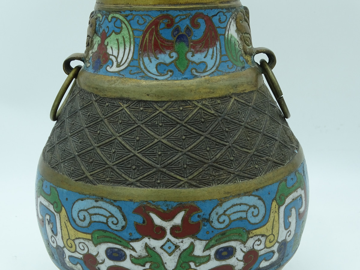 Bronze Vase With Cloisonné Enamelwork China 20th-photo-4