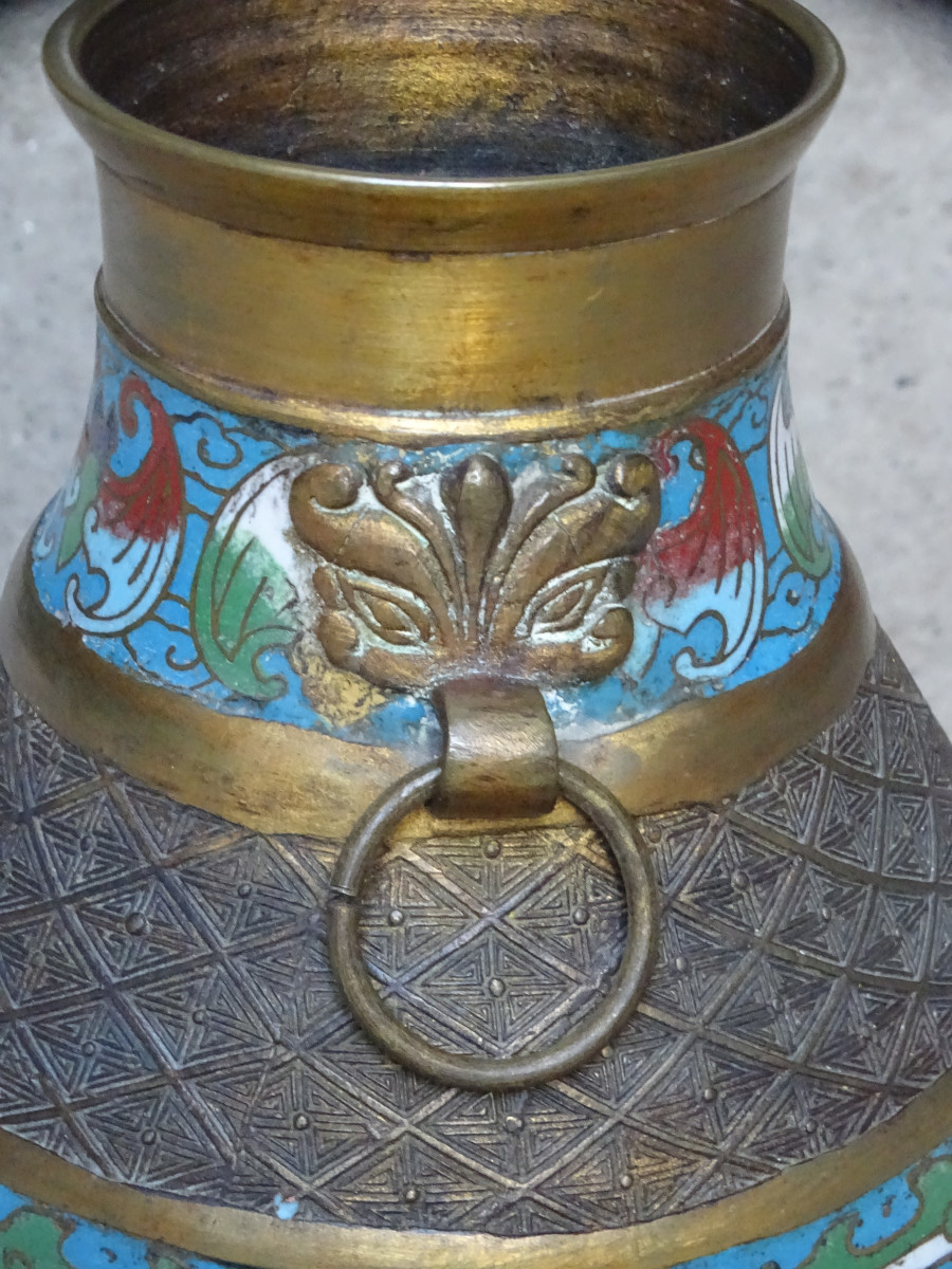 Bronze Vase With Cloisonné Enamelwork China 20th-photo-3