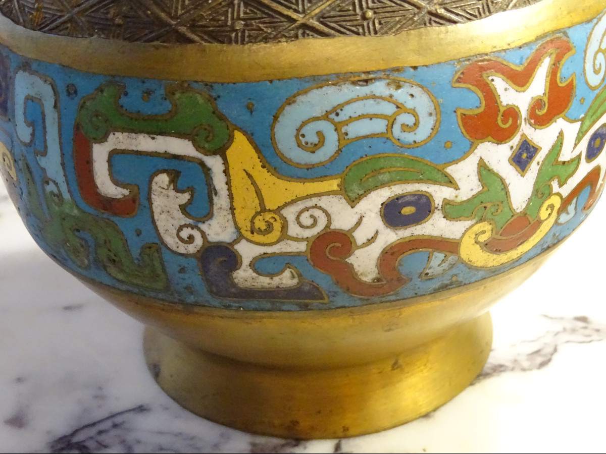 Bronze Vase With Cloisonné Enamelwork China 20th-photo-3