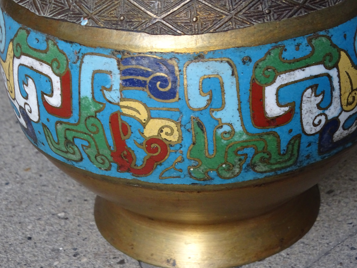 Bronze Vase With Cloisonné Enamelwork China 20th-photo-4