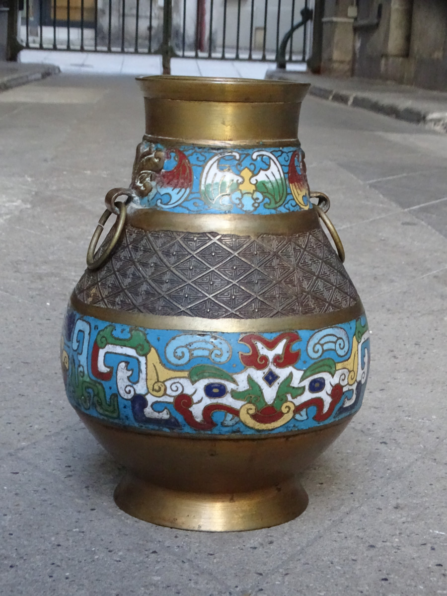 Bronze Vase With Cloisonné Enamelwork China 20th