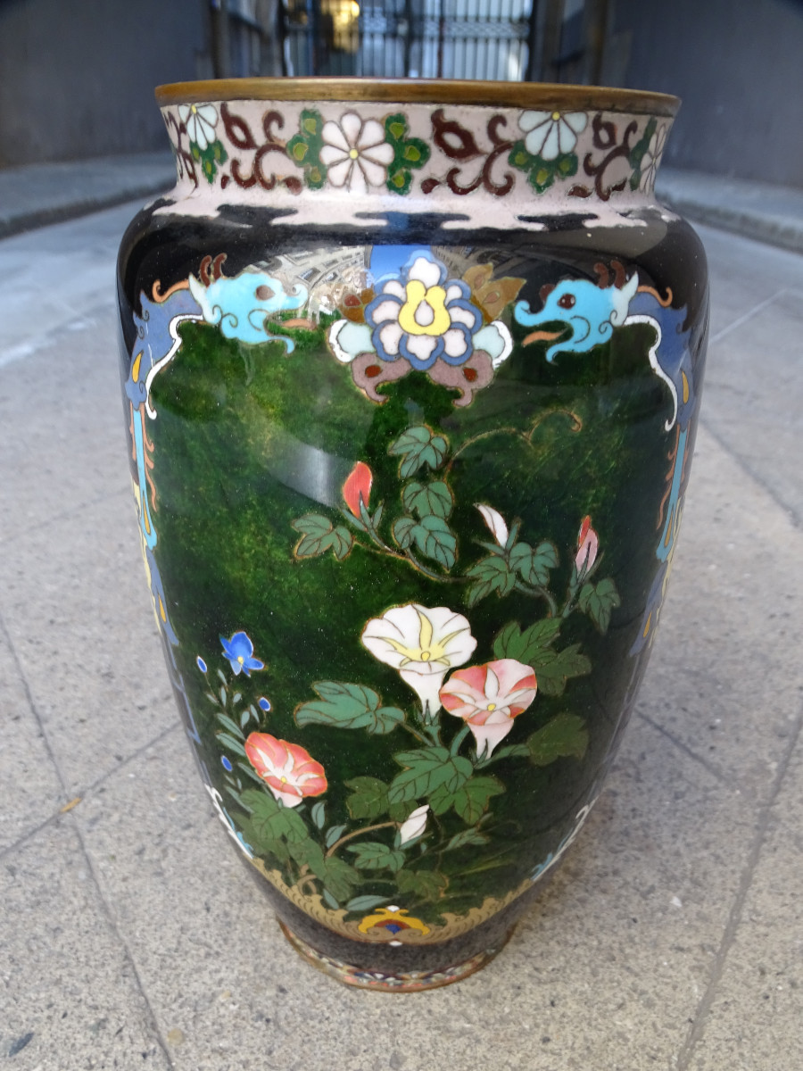 Vase In Cloisonné Enamels  Meiji Period Japan-photo-4