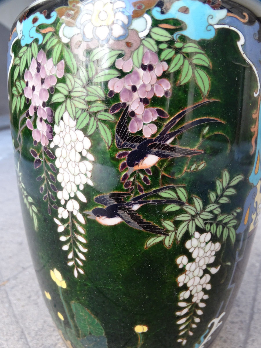 Vase In Cloisonné Enamels  Meiji Period Japan-photo-2