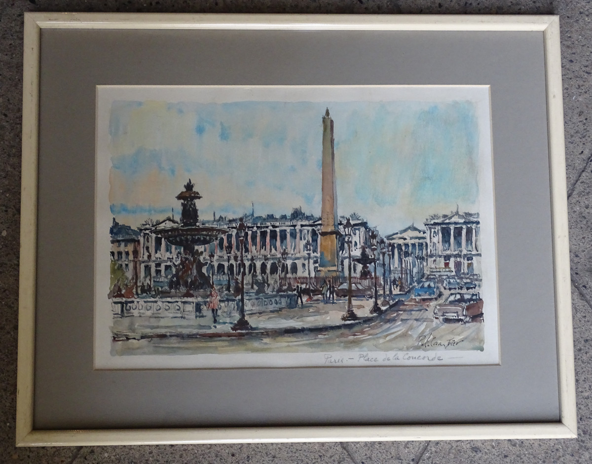 Polo Cambier Watercolor Place De La Concorde