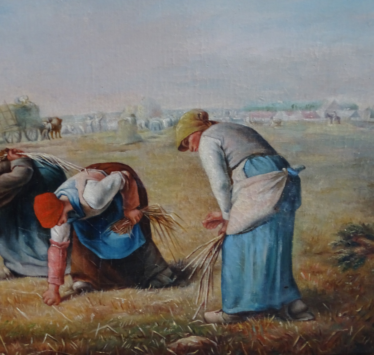 Oil On Canvas The Gleaners In The Style Of Millet-photo-2