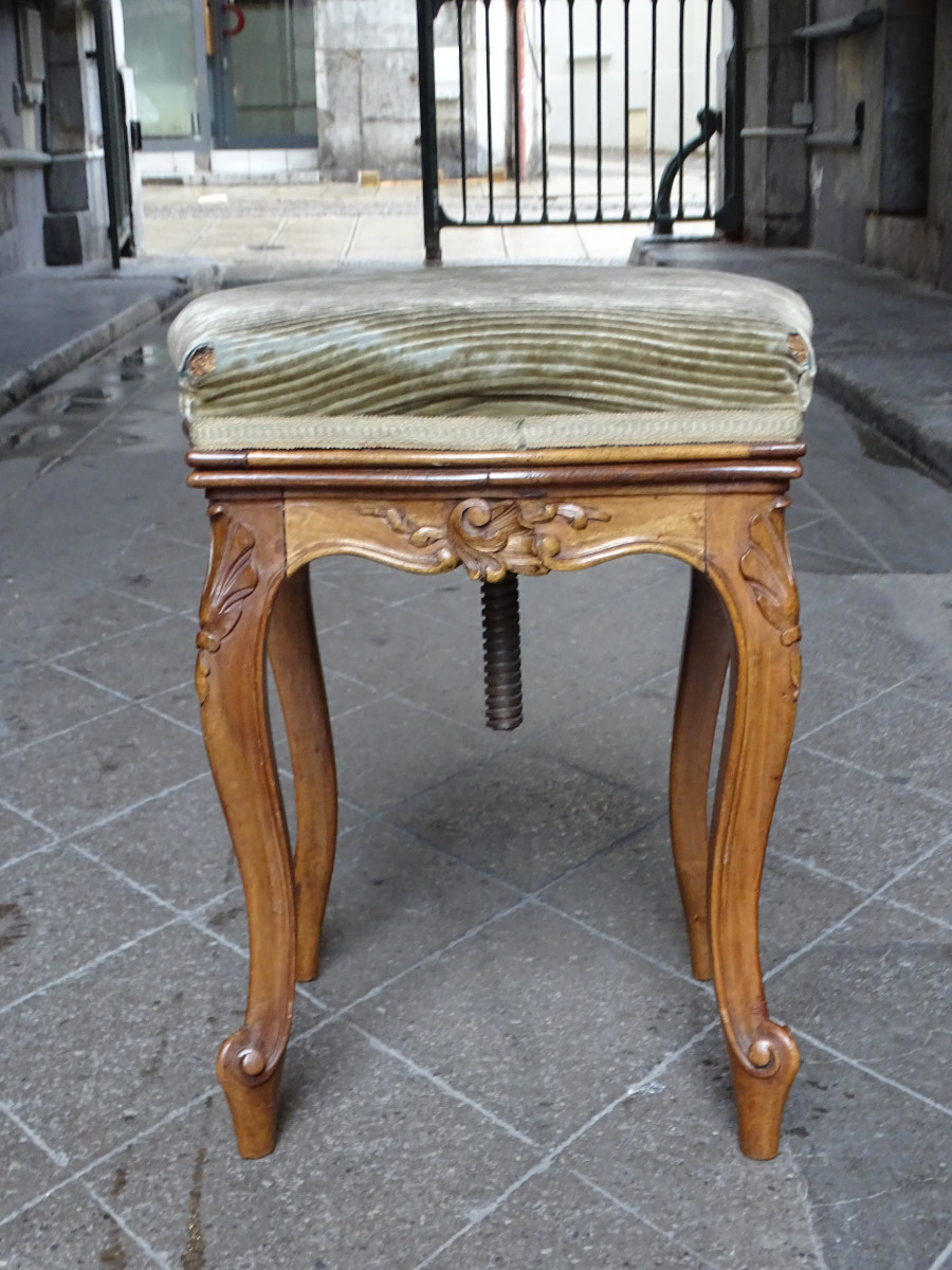 Tabouret de Piano en Noyer Fin 19ème -photo-1