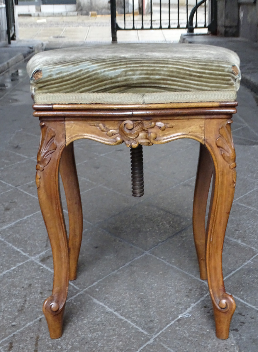 Tabouret de Piano en Noyer Fin 19ème 