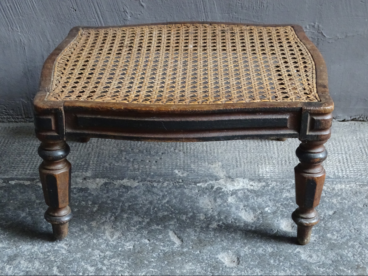 Small Cane Foot Stool Late 19th