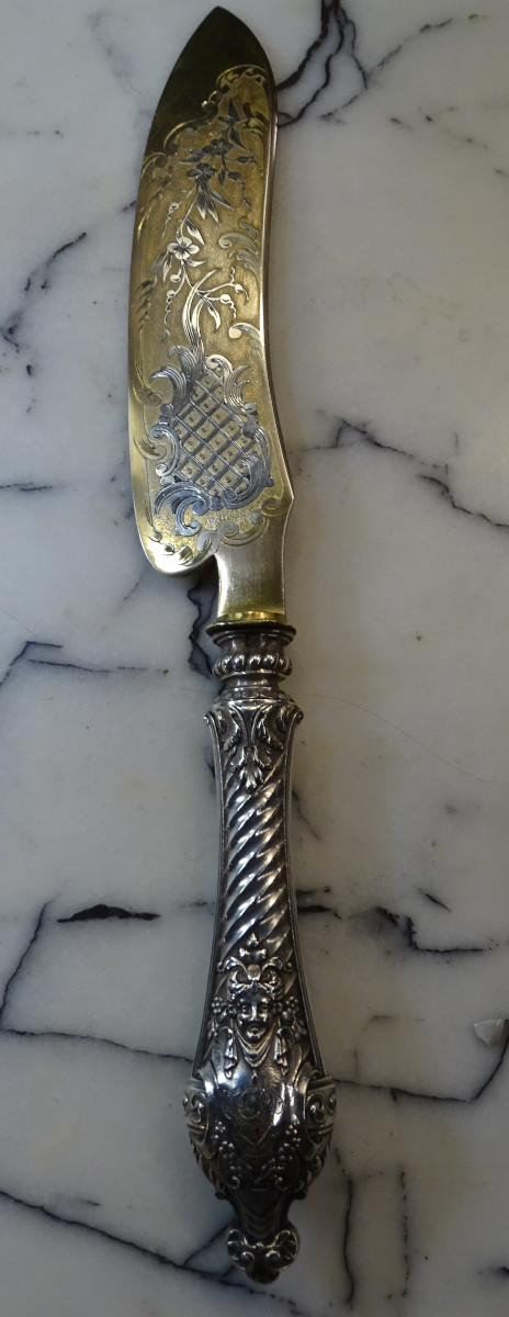 Couteau et Pelle à Tarte en Argent Fourré -photo-3