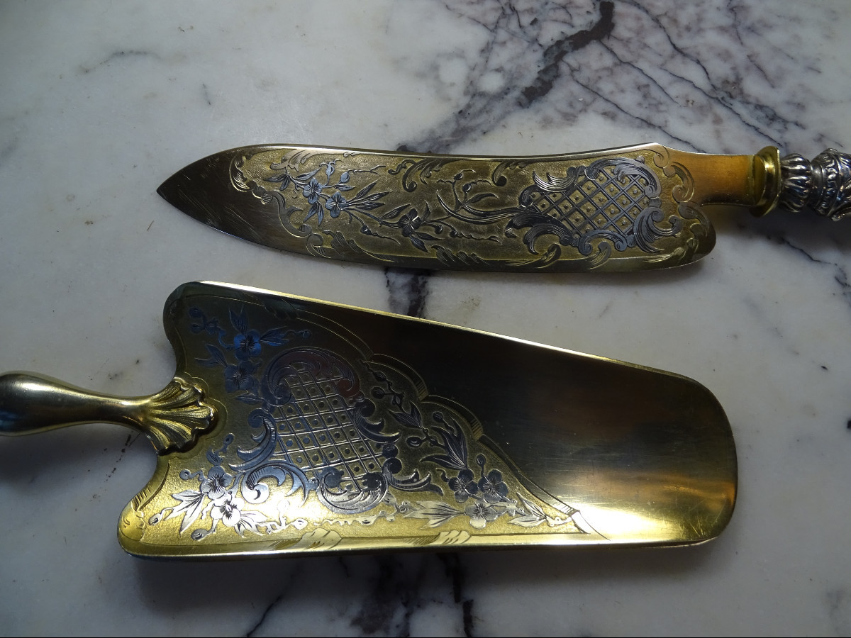 Couteau et Pelle à Tarte en Argent Fourré -photo-1
