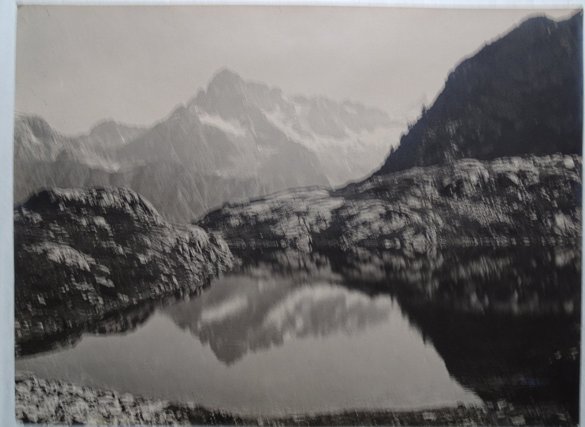Oddoux photo argentique Lac de montagne dans les Alpes années 50