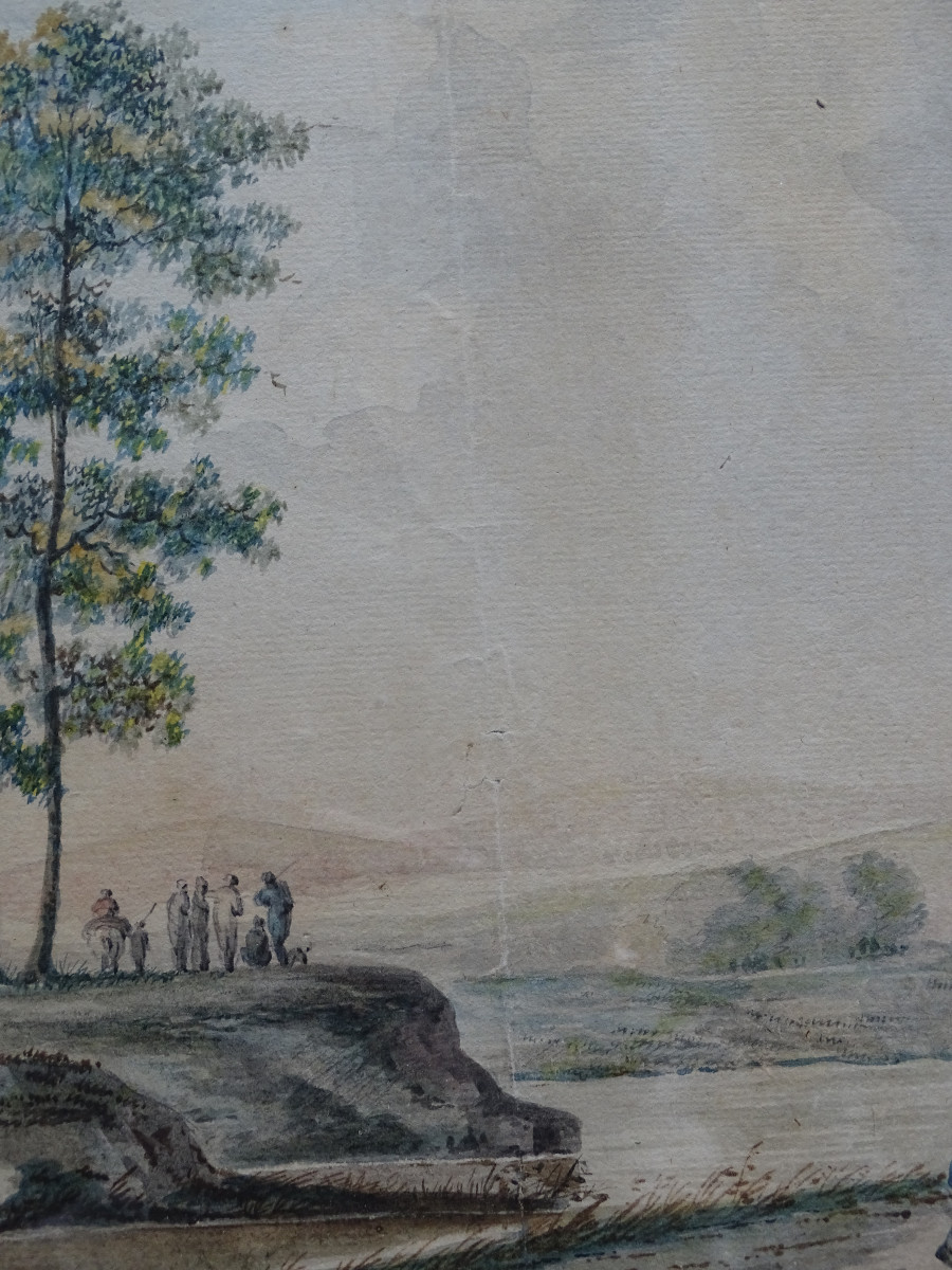 Vermeulen Andries (attributed) Watercolor And Ink Wash Animated Landscape 1763-photo-4