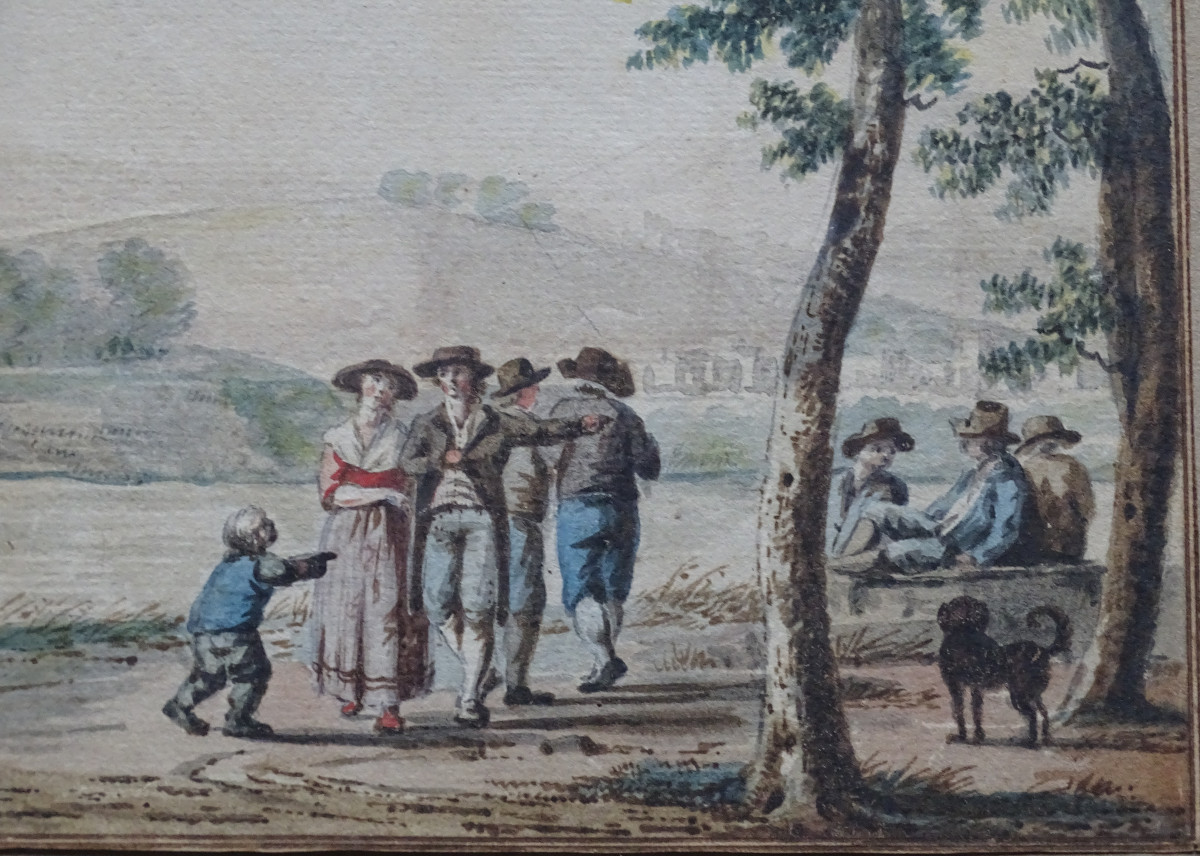 Vermeulen Andries (attributed) Watercolor And Ink Wash Animated Landscape 1763-photo-1