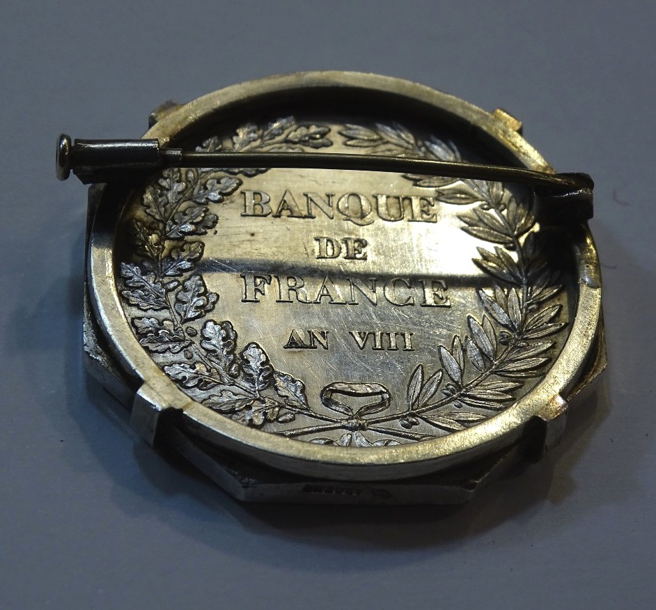Médaille en Argent Banque de France An VIII Montée en Broche-photo-2