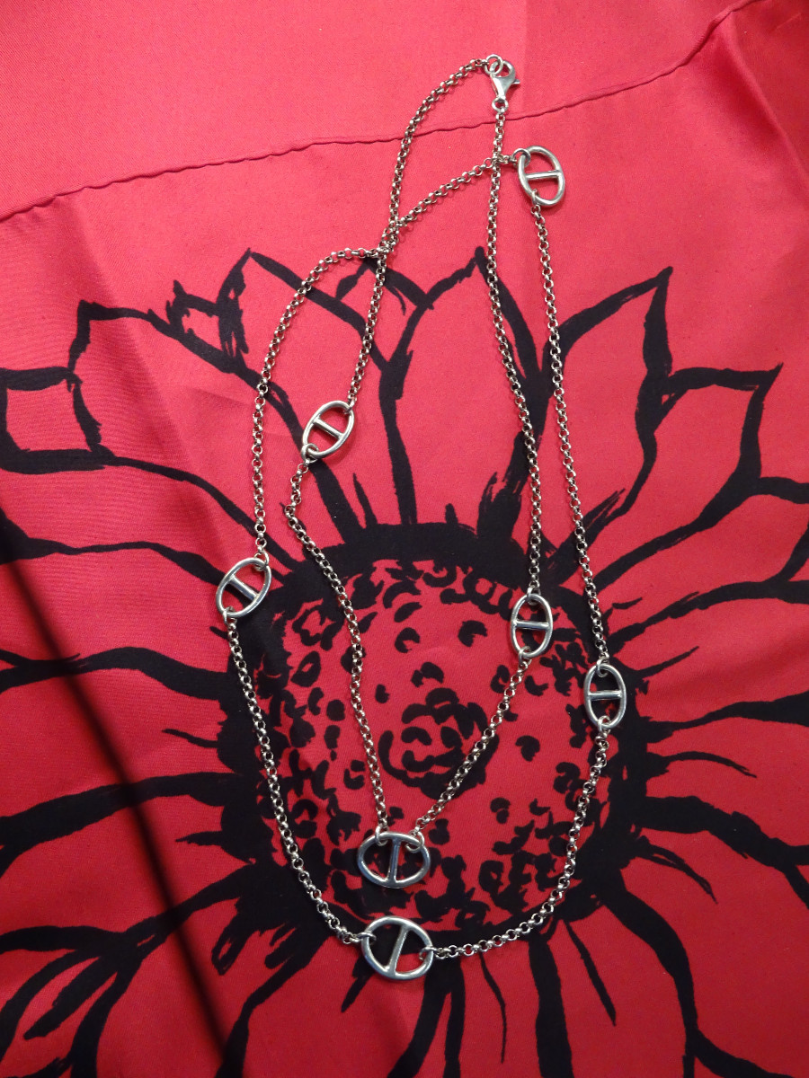 Large Silver Necklace In The Hermès Style-photo-3
