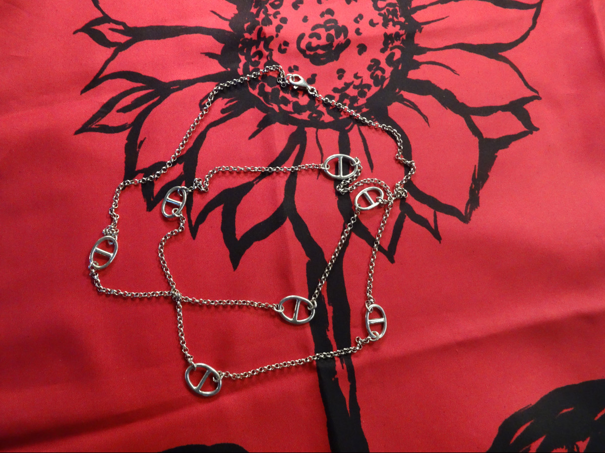 Large Silver Necklace In The Hermès Style-photo-4