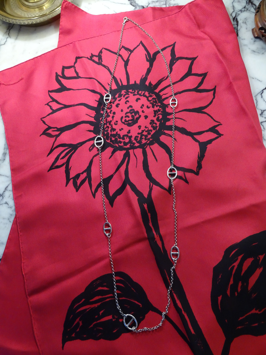 Large Silver Necklace In The Hermès Style