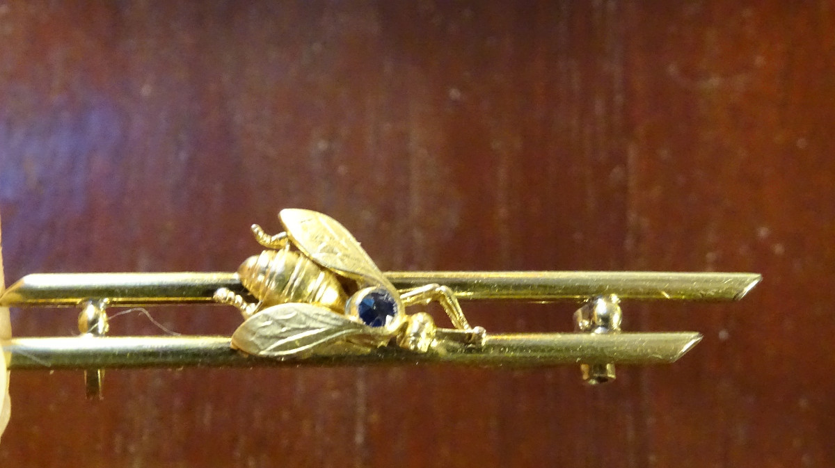 Broche à l'Abeille et Saphir Fix-photo-4