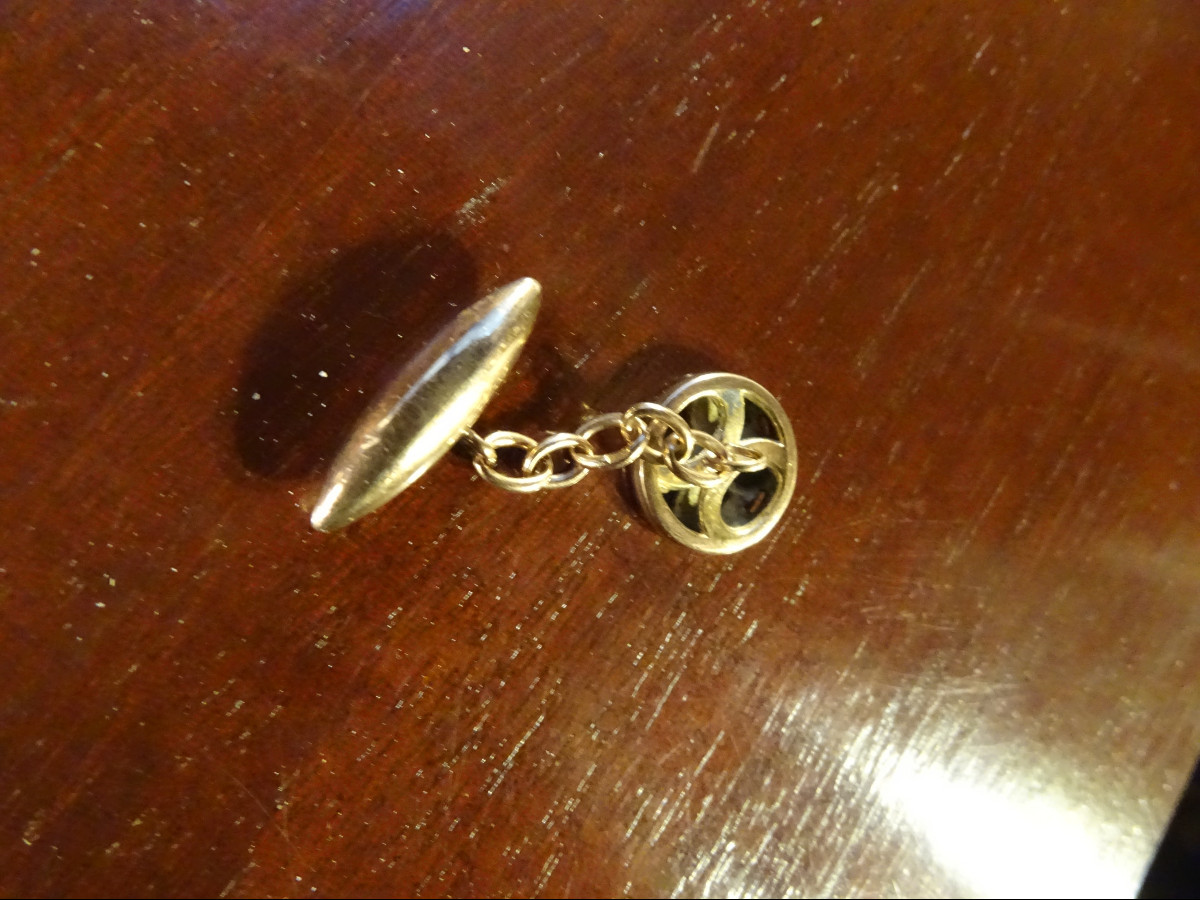 Pair Of Art Nouveau Clover Decorated Cufflinks-photo-2