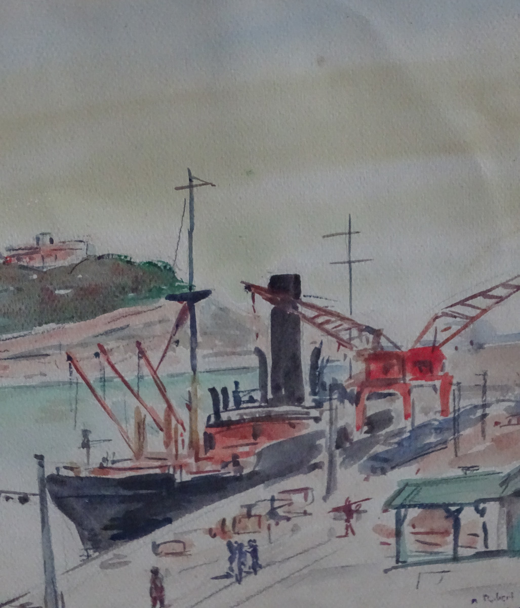 Port Of Nice Watercolor 1929-photo-3