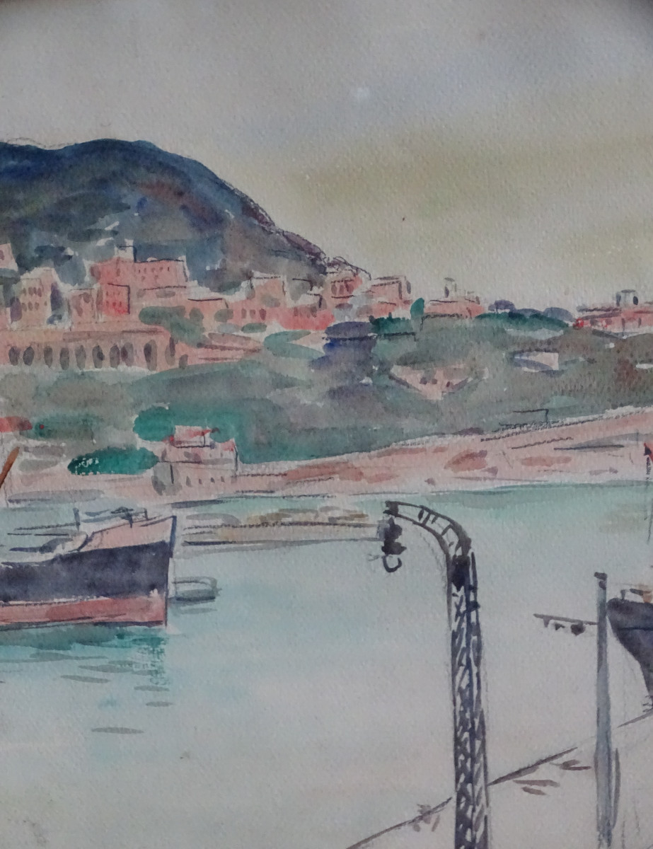 Port Of Nice Watercolor 1929-photo-4