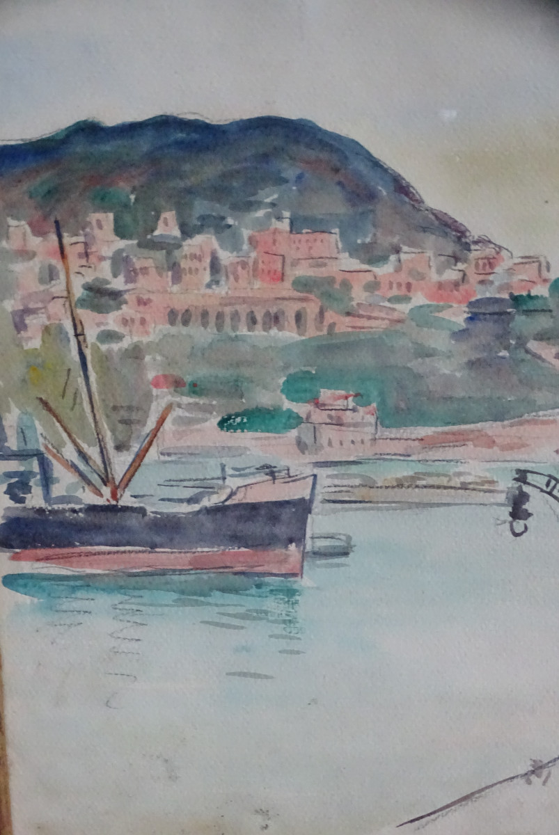 Port Of Nice Watercolor 1929-photo-1