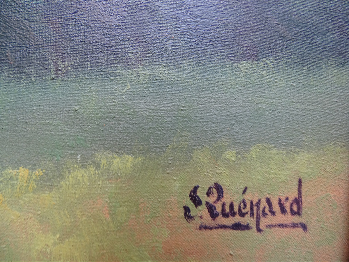 Lucien Quenard Huile sur Toile Aiguille Verte et Les Drus-photo-3