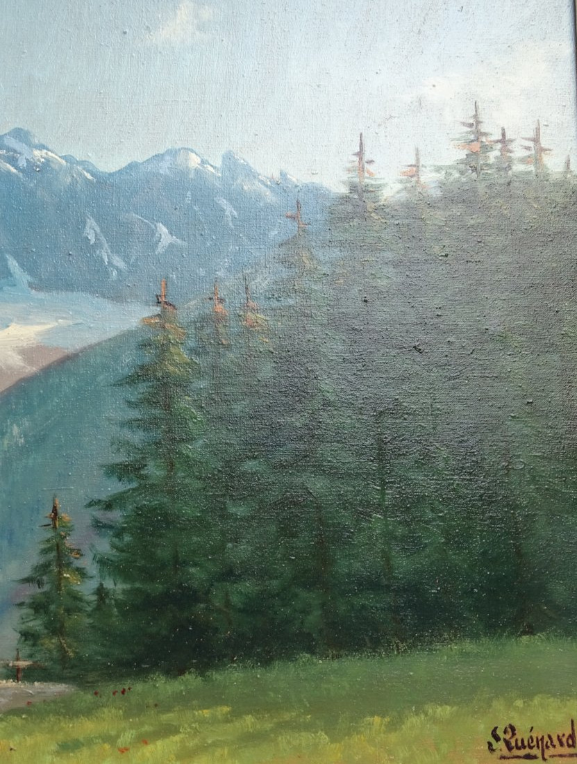 Lucien Quenard Huile sur Toile Aiguille Verte et Les Drus-photo-1