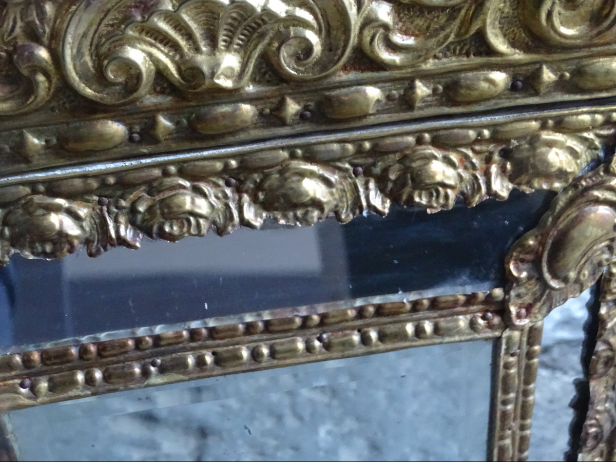 Napoleon III Stamped Brass Mirror-photo-3