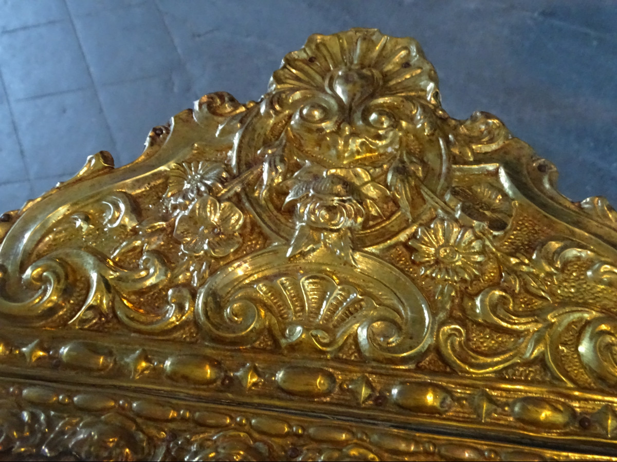 Napoleon III Stamped Brass Mirror-photo-3