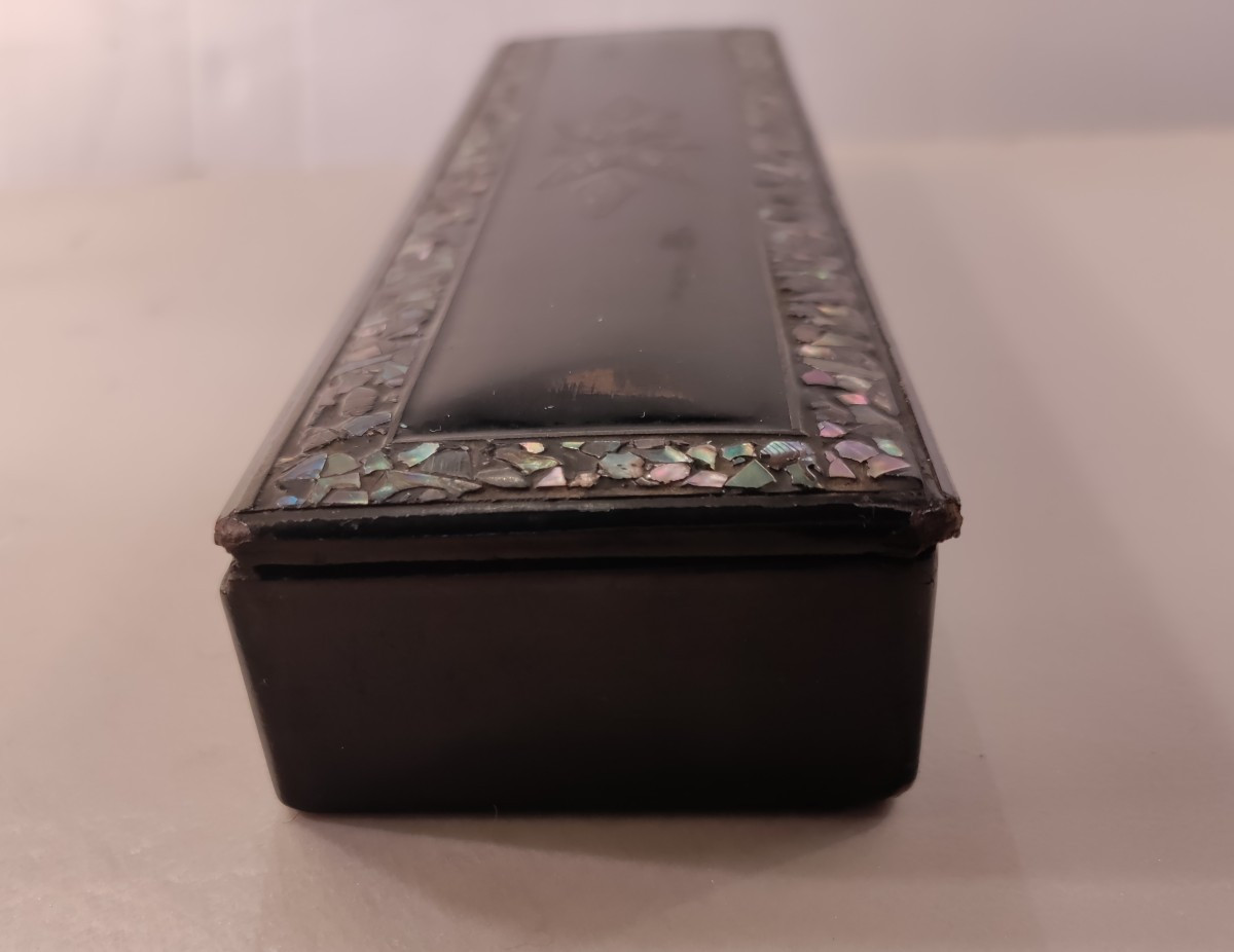 Plumier en Papier Mâché ou Carton Bouilli et Nacre-photo-4