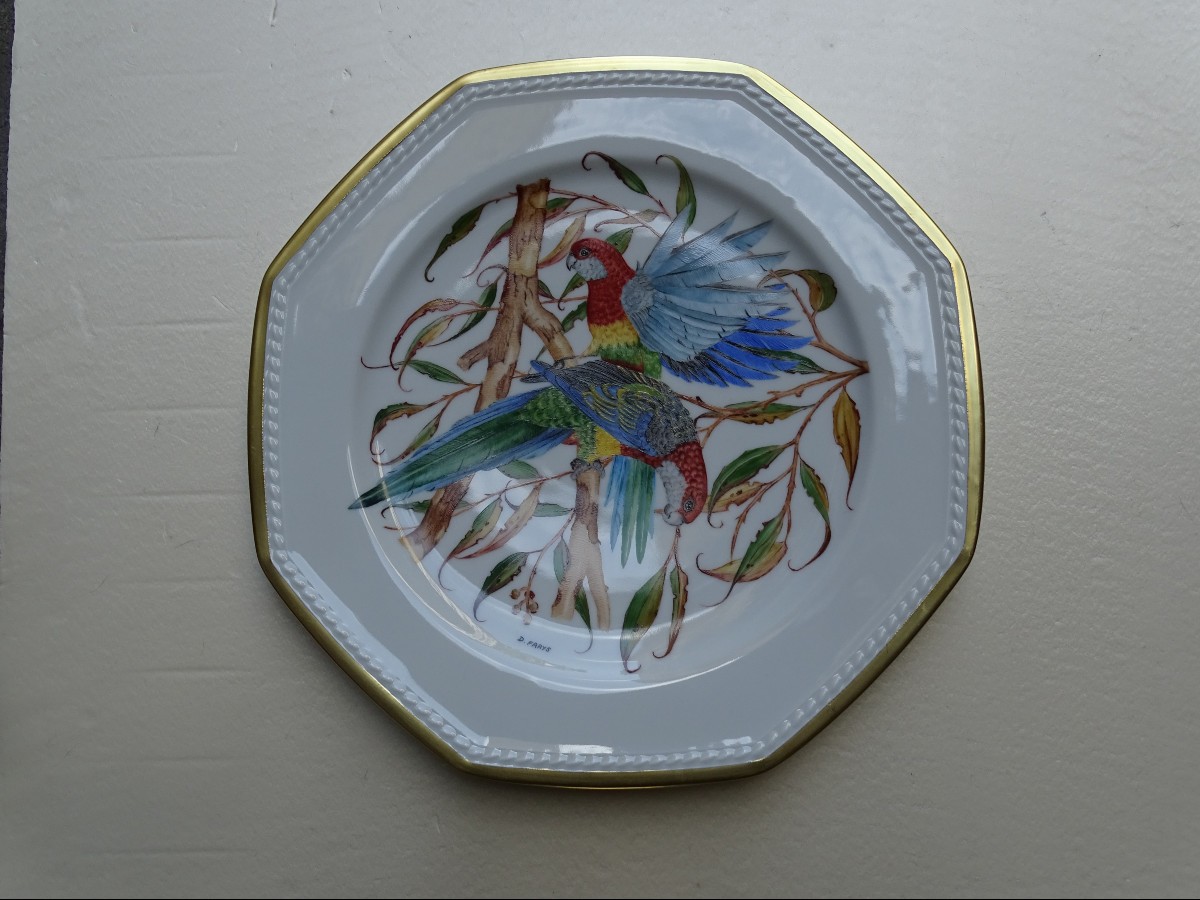 German Porcelain Dish With Parrots 1980/1990s